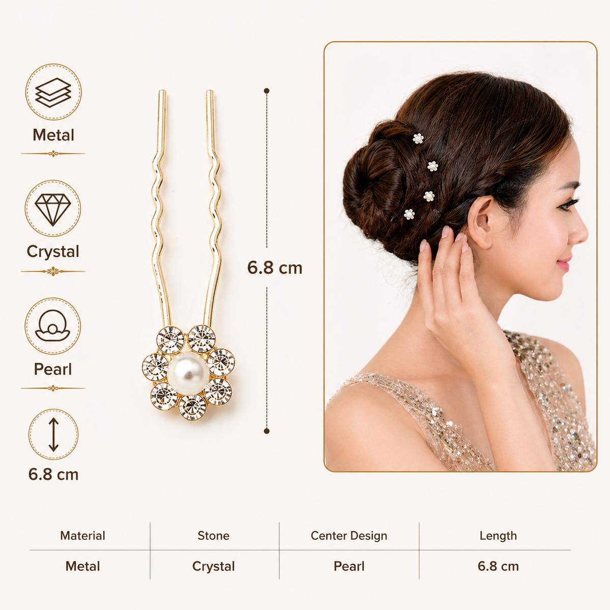 PARA CABELO 2 Pcs Pearl Butterfly Hair Claw Clips with Tassels for Women & Girls Party Wear Hair Accessory Set (Gold, White)