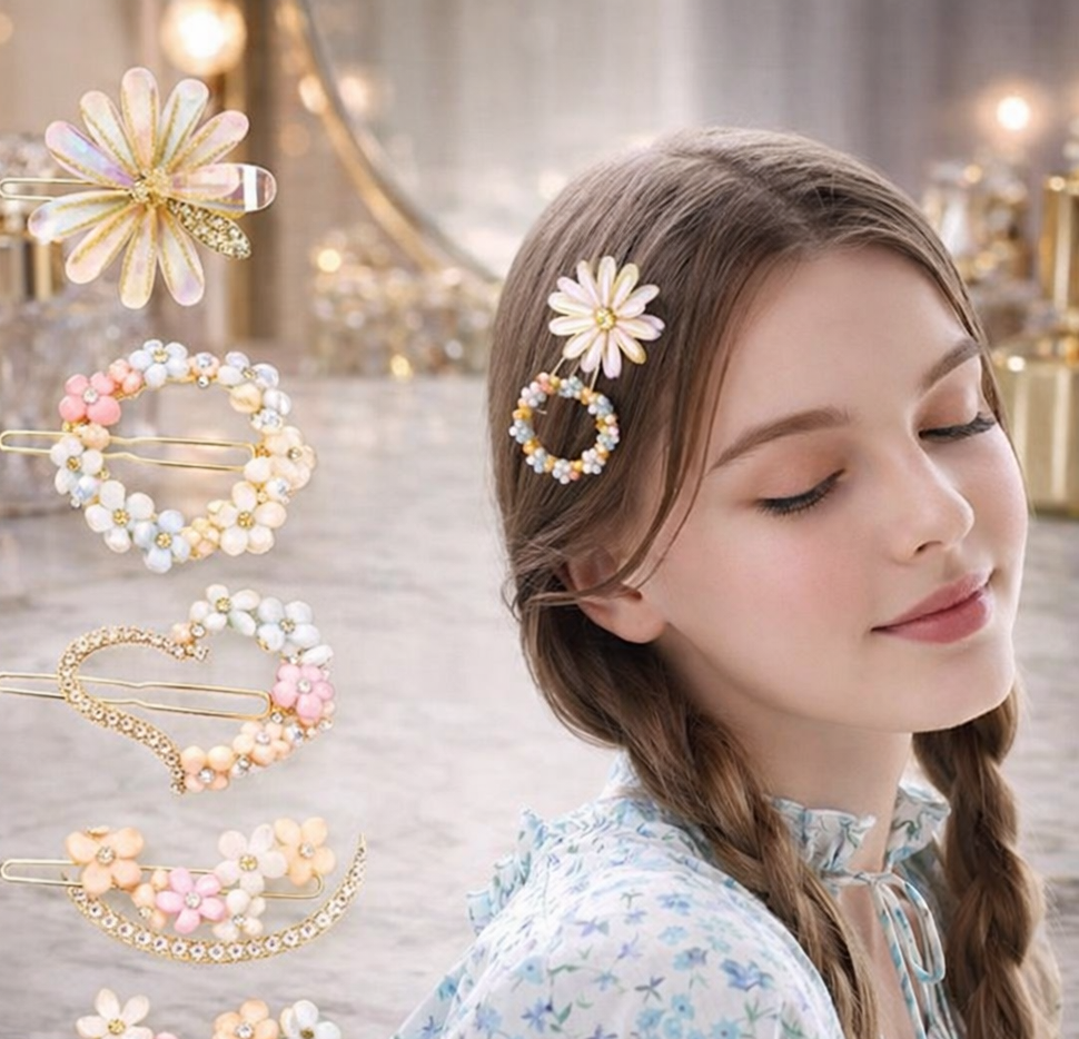 PARA CABELO 2 Pcs Pearl Butterfly Hair Claw Clips with Tassels for Women & Girls Party Wear Hair Accessory Set (Gold, White)